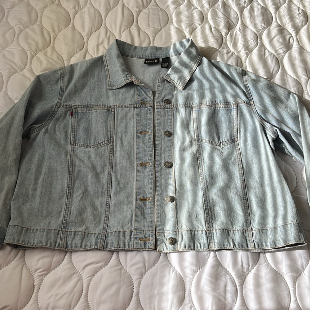 Chico’s 3 denim jean jacket - Picture 6 of 7